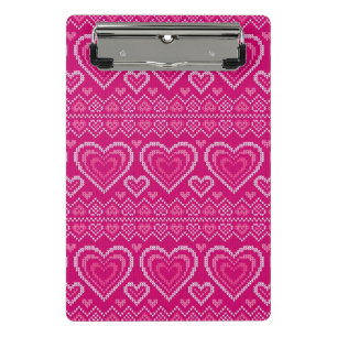Valentine's Day Knitted Pattern 2 Mini Clipboard