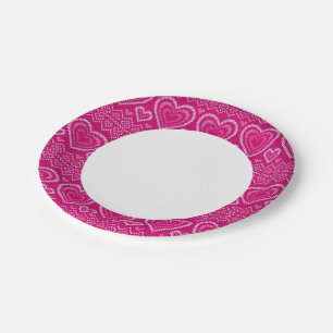 Valentine's Day Knitted Pattern 2 Paper Plate