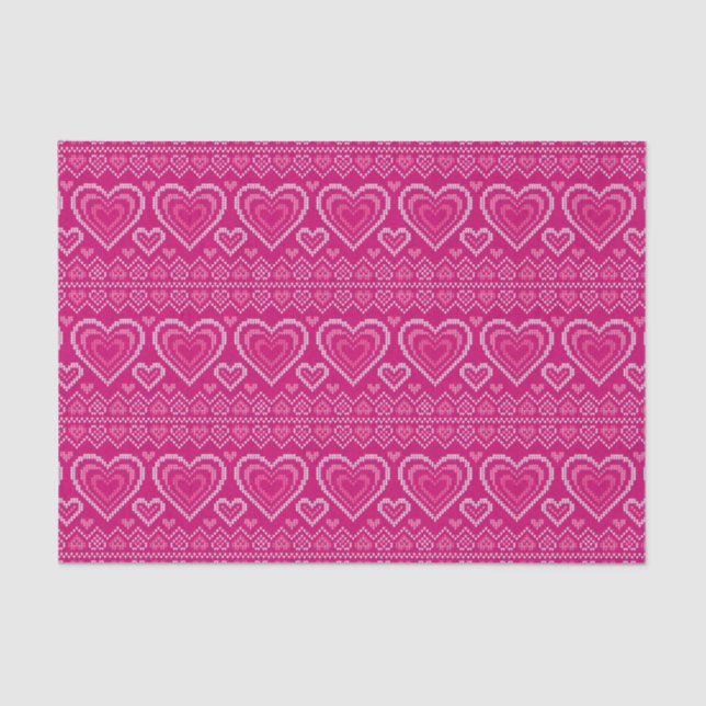 Valentine's Day Knitted Pattern 2 Tissue Paper (Front)
