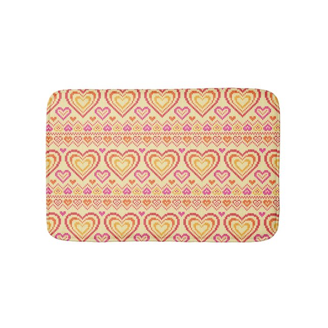 Valentine's Day Knitted Pattern Bath Mat (Front)