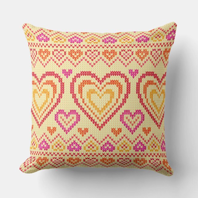Valentine's Day Knitted Pattern Cushion (Front)