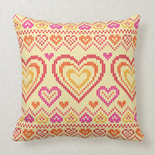 Valentine's Day Knitted Pattern Cushion
