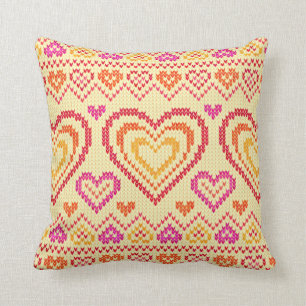 Valentine's Day Knitted Pattern Cushion