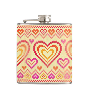 Valentine's Day Knitted Pattern Hip Flask