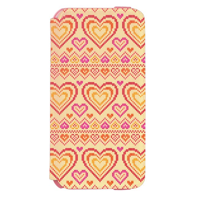 Valentine's Day Knitted Pattern Incipio iPhone Wallet Case (Folio Front)
