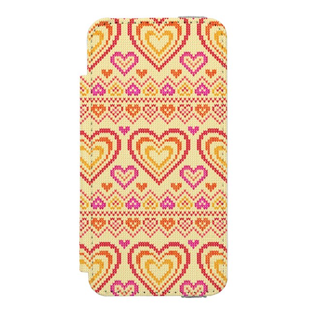 Valentine's Day Knitted Pattern Incipio iPhone Wallet Case (Folio Front)