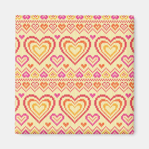 Valentine's Day Knitted Pattern Magnet
