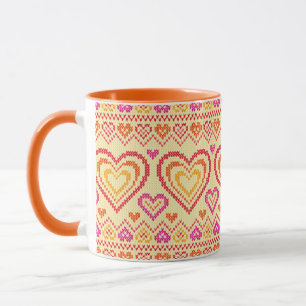 Valentine's Day Knitted Pattern Mug