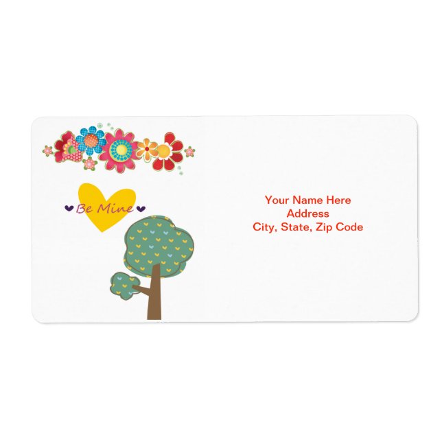 Valentine's Day Labels Be Mine Trees Floral  (Front)