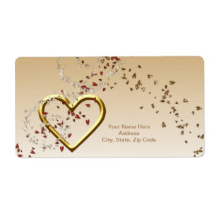 Valentine's Day Labels Gold Heart