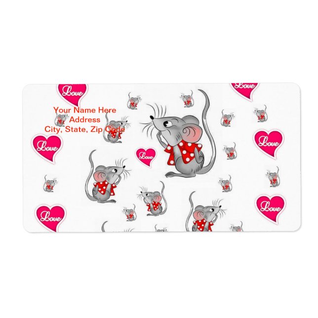 Valentine's Day Labels Mice (Front)