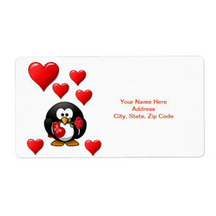 Valentine's Day Labels Penguin