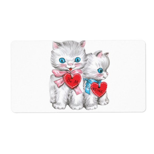 Valentine's Day Labels Vintage Kitten (Front)