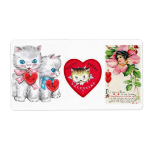 Valentine's Day Labels Vintage Kitten