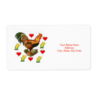 Valentine's Day Labels Vintage Rooster