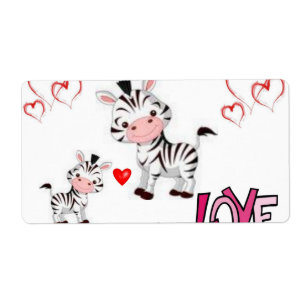 Valentine's Day Labels Zebra