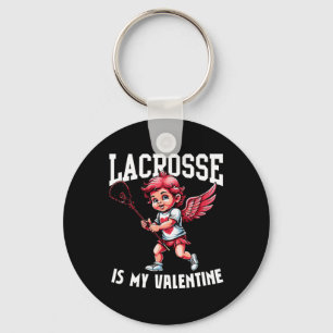 Valentines Day Lacrosse Lovers Funny Cupid Lacross Key Ring