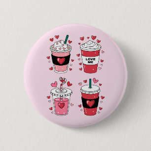 Valentines Day Latte Coffee Lover 6 Cm Round Badge