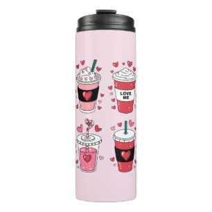 Valentines Day Latte Coffee Lover Thermal Tumbler