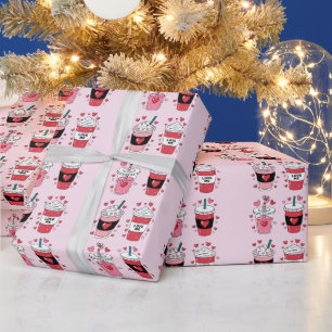 Valentines Day Latte Coffee Lover Wrapping Paper