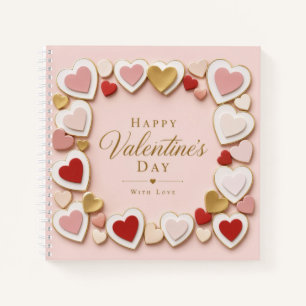 Valentines Day Layered Heart Frame Border Notebook