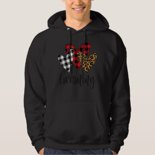 Valentines Day Leopard Grammy Buffalo Plaid Grammy Hoodie