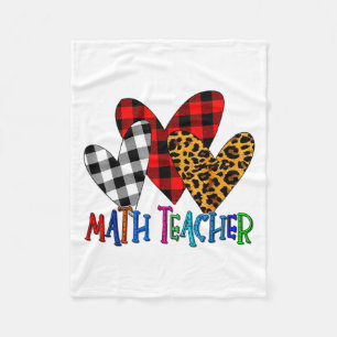 Valentines Day Leopard Math Teacher Buffalo Plaid  Fleece Blanket