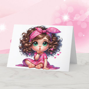 Valentine's Day Little Girl's from Grandma in Pink Holiday Card