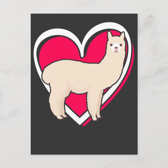 Valentines Day Llama Alpaca Love Girl Boy Kids Postcard (Front)