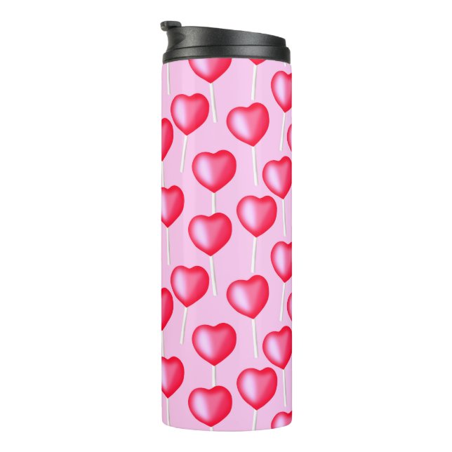 Valentine's Day Lollipop Hearts Cute Thermal Tumbler (Rotated Right)