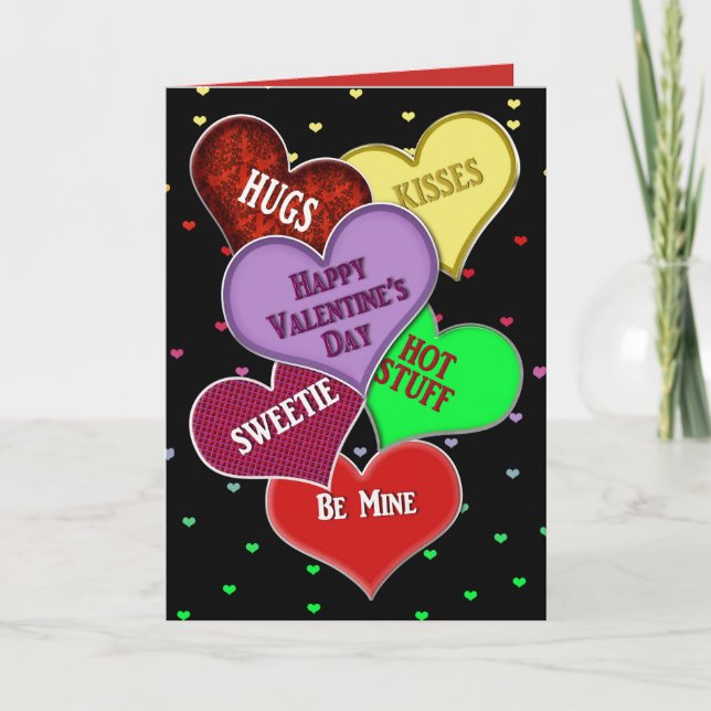 Valentine's Day, Lots of Hearts with Messages Holiday Card (Front)