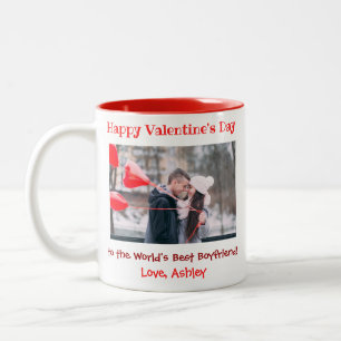 Valentines Day Love Best Boyfriend Custom Photo Two-Tone Coffee Mug