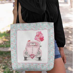 Valentine's Day Love Bug Cute Car  Tote Bag