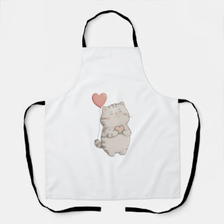 Valentine's Day Love Cat All-Over Print Apron