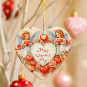 Valentine's Day Love Cherub Angels Ceramic Ornament