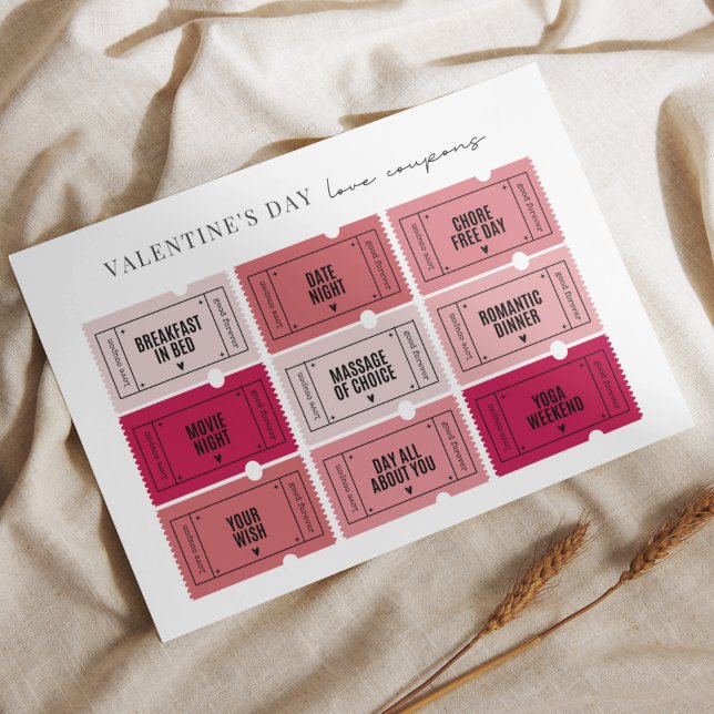 Valentine's Day Love Coupons Printed Paper Sheet (Creator Uploaded)
