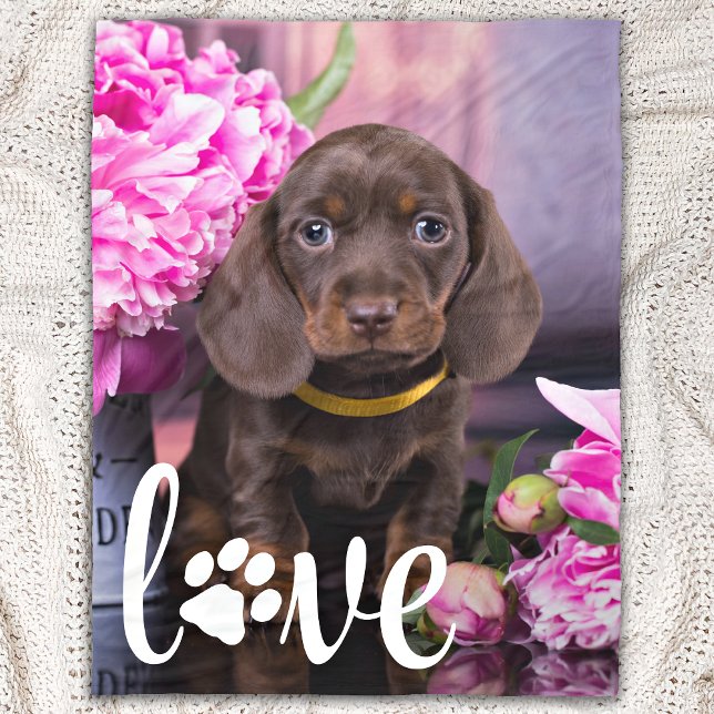 Valentines Day LOVE Custom Pet Photo Dog Lover  Fleece Blanket (Creator Uploaded)