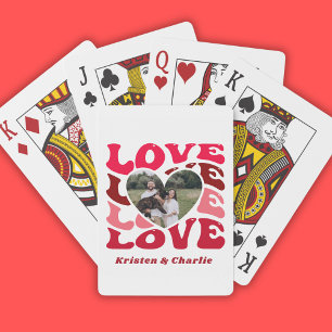 Valentine's Day Love Custom Photo & Couple Names Playing Cards