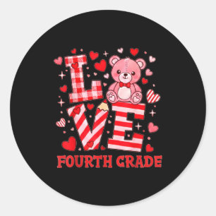 Valentine's Day Love Fourth Grade Teacher Classic Round Sticker