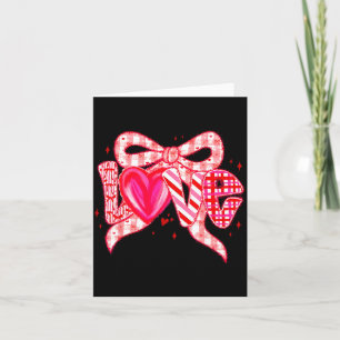 Valentines Day Love Funny Coquette Bow Checkered N Card