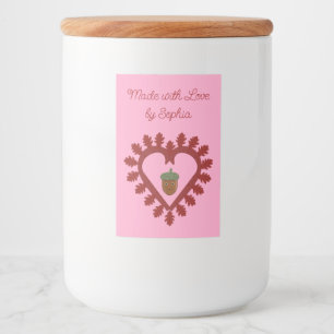 Valentines Day Love Heart Acorn Custom Message Food Label