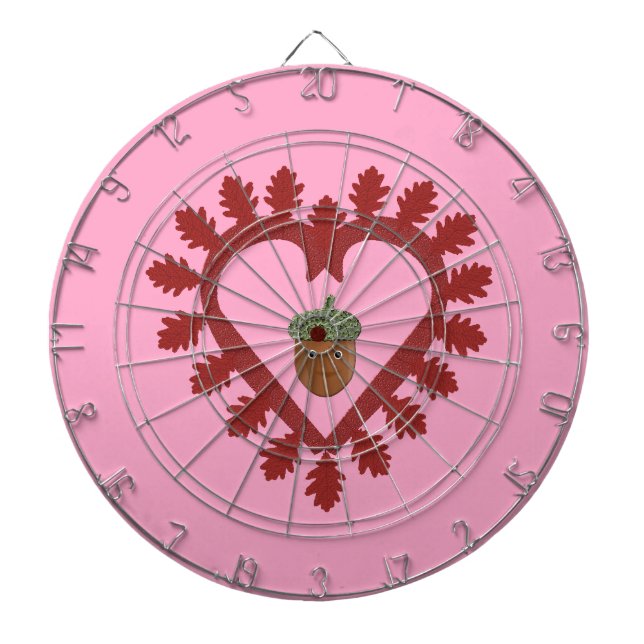 Valentines Day Love Heart Acorn Dartboard (Front)