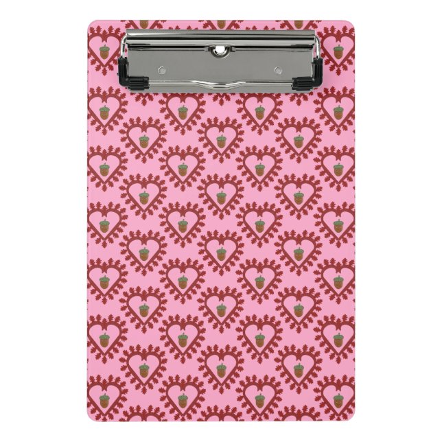 Valentines Day Love Heart Acorn Patterned Mini Clipboard (Front)