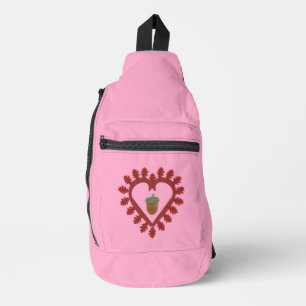 Valentines Day Love Heart Acorn Patterned Sling Bag