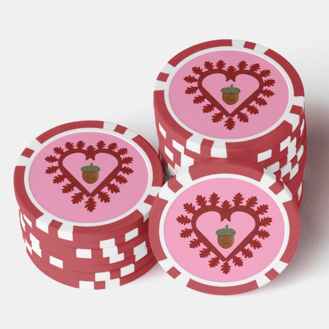 Valentines Day Love Heart Acorn Poker Chips (Stack)