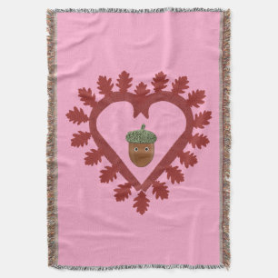 Valentines Day Love Heart Acorn Throw Blanket