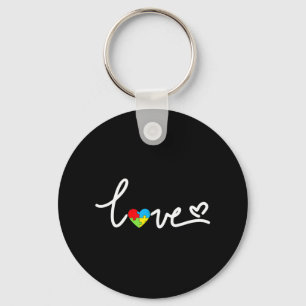 Valentines Day Love Heart Autism Awareness Puzzle Key Ring
