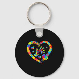 Valentines Day Love Heart Autism Awareness Puzzle  Key Ring