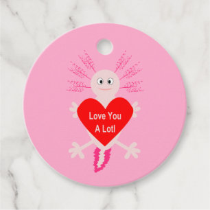 Valentines Day Love Heart Axolotl Custom Favour Tags