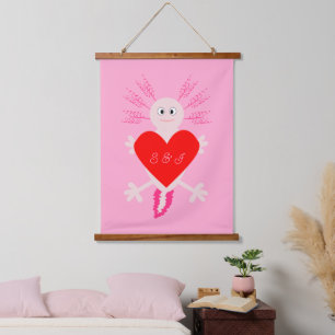 Valentines Day Love Heart Axolotl Custom Hanging Tapestry
